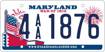 MD license plate 4AA1876