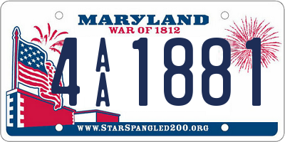 MD license plate 4AA1881