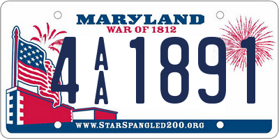 MD license plate 4AA1891