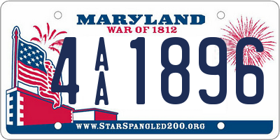 MD license plate 4AA1896