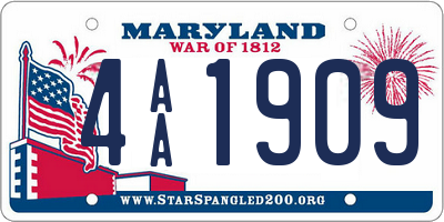 MD license plate 4AA1909