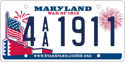 MD license plate 4AA1911