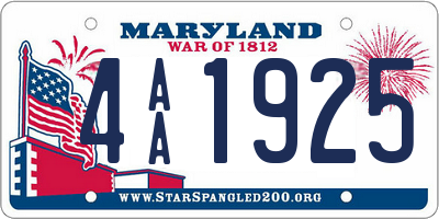 MD license plate 4AA1925