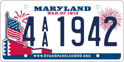 MD license plate 4AA1942