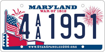MD license plate 4AA1951