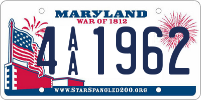 MD license plate 4AA1962