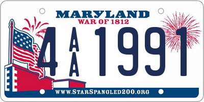 MD license plate 4AA1991