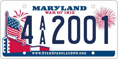 MD license plate 4AA2001