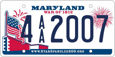 MD license plate 4AA2007