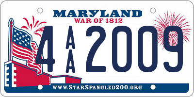 MD license plate 4AA2009