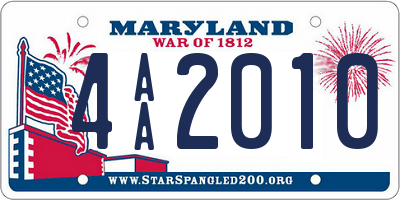 MD license plate 4AA2010