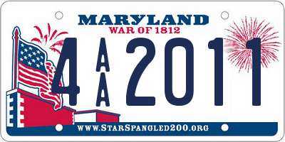 MD license plate 4AA2011