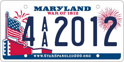 MD license plate 4AA2012