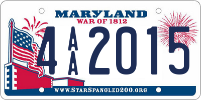 MD license plate 4AA2015