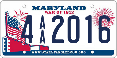 MD license plate 4AA2016