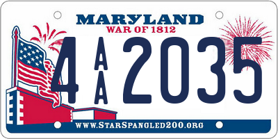 MD license plate 4AA2035