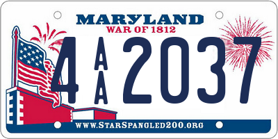 MD license plate 4AA2037