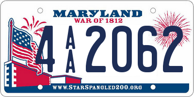 MD license plate 4AA2062