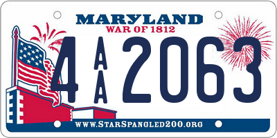 MD license plate 4AA2063