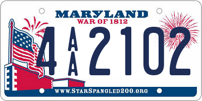 MD license plate 4AA2102