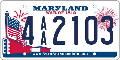 MD license plate 4AA2103