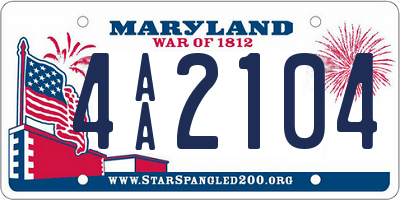 MD license plate 4AA2104