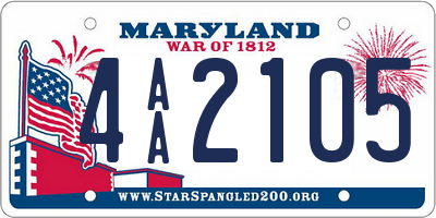 MD license plate 4AA2105