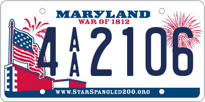 MD license plate 4AA2106