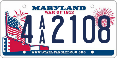 MD license plate 4AA2108