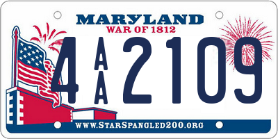 MD license plate 4AA2109