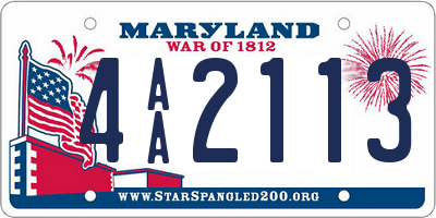 MD license plate 4AA2113