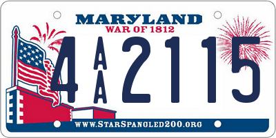 MD license plate 4AA2115