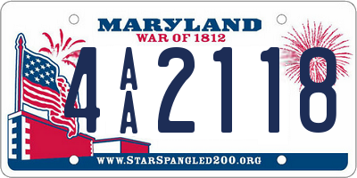 MD license plate 4AA2118