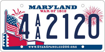 MD license plate 4AA2120