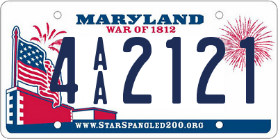 MD license plate 4AA2121