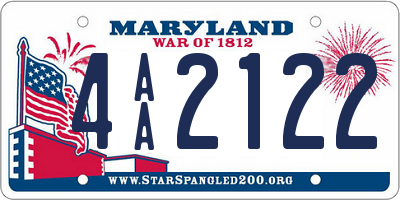 MD license plate 4AA2122