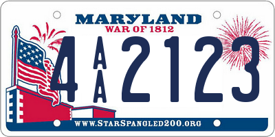 MD license plate 4AA2123