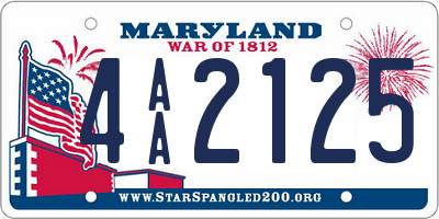 MD license plate 4AA2125