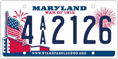 MD license plate 4AA2126