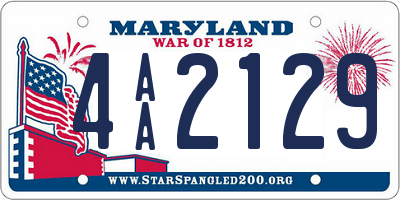 MD license plate 4AA2129