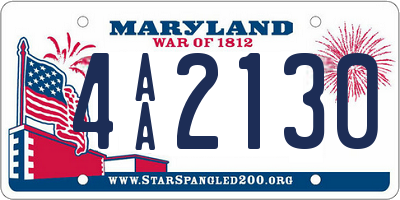 MD license plate 4AA2130