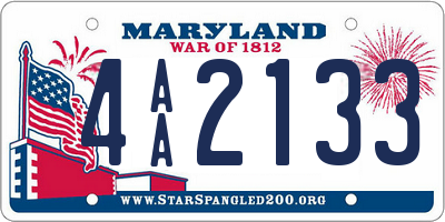 MD license plate 4AA2133