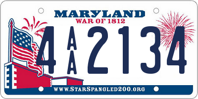 MD license plate 4AA2134