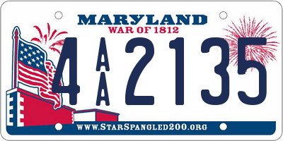 MD license plate 4AA2135