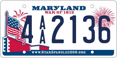 MD license plate 4AA2136