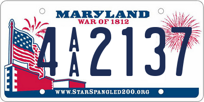 MD license plate 4AA2137