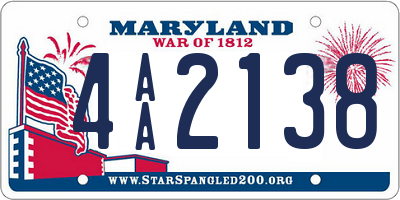 MD license plate 4AA2138