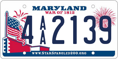 MD license plate 4AA2139