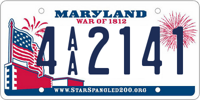 MD license plate 4AA2141