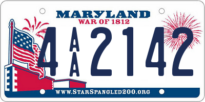 MD license plate 4AA2142